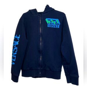 Versace Navy Blue Graphic Zip Sweatshirt Sz 8A 128 cm